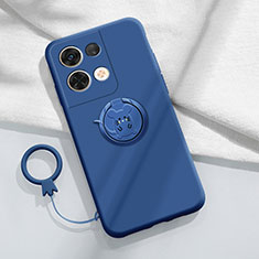 Coque Ultra Fine Silicone Souple Housse Etui avec Support Bague Anneau Aimante Magnetique S01 pour Oppo Reno9 Pro 5G Bleu