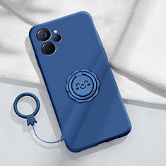 Coque Ultra Fine Silicone Souple Housse Etui avec Support Bague Anneau Aimante Magnetique S01 pour Realme 10 5G Bleu