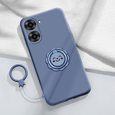 Coque Ultra Fine Silicone Souple Housse Etui avec Support Bague Anneau Aimante Magnetique S01 pour Realme 10S 5G Gris Lavende