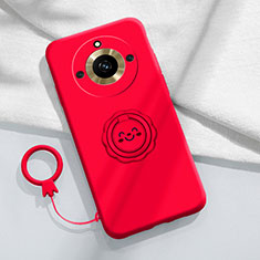 Coque Ultra Fine Silicone Souple Housse Etui avec Support Bague Anneau Aimante Magnetique S01 pour Realme 11 Pro 5G Rouge