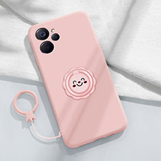 Coque Ultra Fine Silicone Souple Housse Etui avec Support Bague Anneau Aimante Magnetique S01 pour Realme 9i 5G Rose