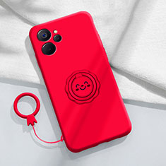 Coque Ultra Fine Silicone Souple Housse Etui avec Support Bague Anneau Aimante Magnetique S01 pour Realme 9i 5G Rouge