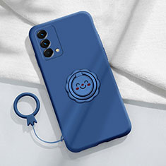 Coque Ultra Fine Silicone Souple Housse Etui avec Support Bague Anneau Aimante Magnetique S01 pour Realme GT Master 5G Bleu