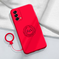 Coque Ultra Fine Silicone Souple Housse Etui avec Support Bague Anneau Aimante Magnetique S01 pour Realme GT Master 5G Rouge