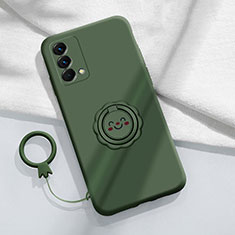 Coque Ultra Fine Silicone Souple Housse Etui avec Support Bague Anneau Aimante Magnetique S01 pour Realme GT Master 5G Vert Nuit