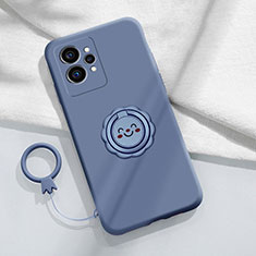 Coque Ultra Fine Silicone Souple Housse Etui avec Support Bague Anneau Aimante Magnetique S01 pour Realme GT Neo 3T 5G Gris Lavende