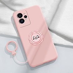 Coque Ultra Fine Silicone Souple Housse Etui avec Support Bague Anneau Aimante Magnetique S01 pour Realme GT Neo 3T 5G Rose