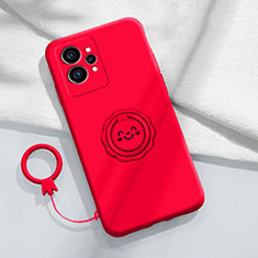 Coque Ultra Fine Silicone Souple Housse Etui avec Support Bague Anneau Aimante Magnetique S01 pour Realme GT Neo 3T 5G Rouge