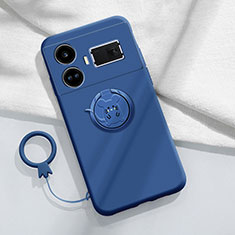 Coque Ultra Fine Silicone Souple Housse Etui avec Support Bague Anneau Aimante Magnetique S01 pour Realme GT Neo5 240W 5G Bleu