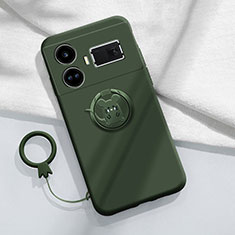 Coque Ultra Fine Silicone Souple Housse Etui avec Support Bague Anneau Aimante Magnetique S01 pour Realme GT Neo5 5G Vert Nuit