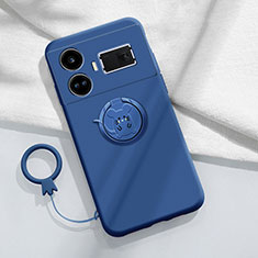 Coque Ultra Fine Silicone Souple Housse Etui avec Support Bague Anneau Aimante Magnetique S01 pour Realme GT Neo6 5G Bleu