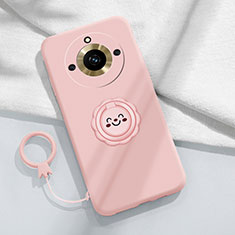 Coque Ultra Fine Silicone Souple Housse Etui avec Support Bague Anneau Aimante Magnetique S01 pour Realme Narzo 60 5G Rose