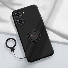 Coque Ultra Fine Silicone Souple Housse Etui avec Support Bague Anneau Aimante Magnetique S01 pour Realme Q5x 5G Noir