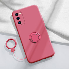 Coque Ultra Fine Silicone Souple Housse Etui avec Support Bague Anneau Aimante Magnetique S01 pour Samsung Galaxy S20 FE 5G Rouge