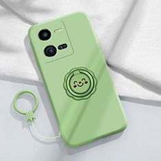 Coque Ultra Fine Silicone Souple Housse Etui avec Support Bague Anneau Aimante Magnetique S01 pour Vivo iQOO 10 Pro 5G Vert