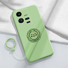 Coque Ultra Fine Silicone Souple Housse Etui avec Support Bague Anneau Aimante Magnetique S01 pour Vivo iQOO 11 Pro 5G Vert