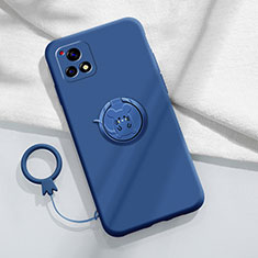 Coque Ultra Fine Silicone Souple Housse Etui avec Support Bague Anneau Aimante Magnetique S01 pour Vivo iQOO U3 5G Bleu