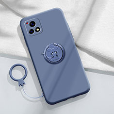 Coque Ultra Fine Silicone Souple Housse Etui avec Support Bague Anneau Aimante Magnetique S01 pour Vivo iQOO U3x 5G Gris Lavende