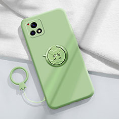 Coque Ultra Fine Silicone Souple Housse Etui avec Support Bague Anneau Aimante Magnetique S01 pour Vivo iQOO U3x 5G Vert