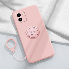 Coque Ultra Fine Silicone Souple Housse Etui avec Support Bague Anneau Aimante Magnetique S01 pour Vivo iQOO U5x Rose