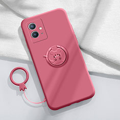 Coque Ultra Fine Silicone Souple Housse Etui avec Support Bague Anneau Aimante Magnetique S01 pour Vivo iQOO Z6 5G Rouge