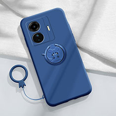 Coque Ultra Fine Silicone Souple Housse Etui avec Support Bague Anneau Aimante Magnetique S01 pour Vivo iQOO Z6 Pro 5G Bleu