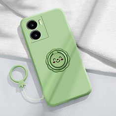 Coque Ultra Fine Silicone Souple Housse Etui avec Support Bague Anneau Aimante Magnetique S01 pour Vivo iQOO Z7 5G Vert