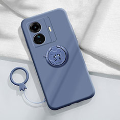 Coque Ultra Fine Silicone Souple Housse Etui avec Support Bague Anneau Aimante Magnetique S01 pour Vivo T1 5G Gris Lavende