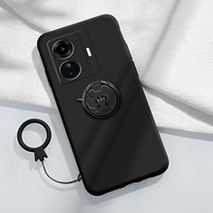 Coque Ultra Fine Silicone Souple Housse Etui avec Support Bague Anneau Aimante Magnetique S01 pour Vivo T1 5G Noir