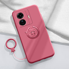 Coque Ultra Fine Silicone Souple Housse Etui avec Support Bague Anneau Aimante Magnetique S01 pour Vivo T1 5G Rouge