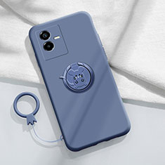 Coque Ultra Fine Silicone Souple Housse Etui avec Support Bague Anneau Aimante Magnetique S01 pour Vivo T2x 5G Gris Lavende