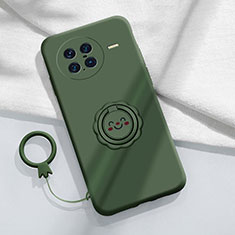 Coque Ultra Fine Silicone Souple Housse Etui avec Support Bague Anneau Aimante Magnetique S01 pour Vivo X Note Vert Nuit