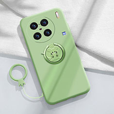 Coque Ultra Fine Silicone Souple Housse Etui avec Support Bague Anneau Aimante Magnetique S01 pour Vivo X90 Pro 5G Vert