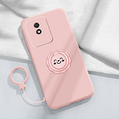 Coque Ultra Fine Silicone Souple Housse Etui avec Support Bague Anneau Aimante Magnetique S01 pour Vivo Y02A Rose