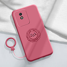 Coque Ultra Fine Silicone Souple Housse Etui avec Support Bague Anneau Aimante Magnetique S01 pour Vivo Y02t Rose Rouge