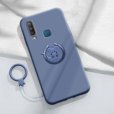 Coque Ultra Fine Silicone Souple Housse Etui avec Support Bague Anneau Aimante Magnetique S01 pour Vivo Y11 Gris Lavende