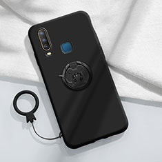 Coque Ultra Fine Silicone Souple Housse Etui avec Support Bague Anneau Aimante Magnetique S01 pour Vivo Y11 Noir