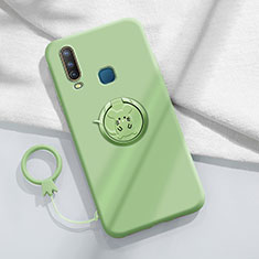 Coque Ultra Fine Silicone Souple Housse Etui avec Support Bague Anneau Aimante Magnetique S01 pour Vivo Y11 Vert