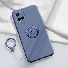 Coque Ultra Fine Silicone Souple Housse Etui avec Support Bague Anneau Aimante Magnetique S01 pour Vivo Y21a Gris Lavende