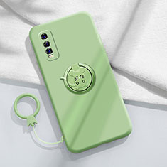 Coque Ultra Fine Silicone Souple Housse Etui avec Support Bague Anneau Aimante Magnetique S01 pour Vivo Y70t 5G Vert