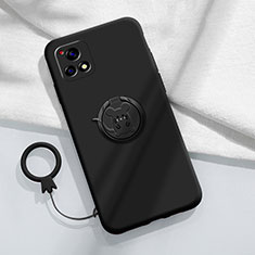 Coque Ultra Fine Silicone Souple Housse Etui avec Support Bague Anneau Aimante Magnetique S01 pour Vivo Y72 India Noir