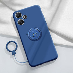 Coque Ultra Fine Silicone Souple Housse Etui avec Support Bague Anneau Aimante Magnetique S01 pour Xiaomi Poco M6 Pro 5G Bleu