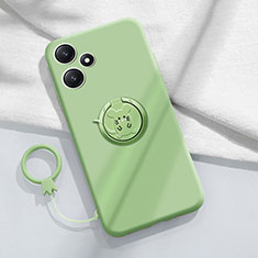 Coque Ultra Fine Silicone Souple Housse Etui avec Support Bague Anneau Aimante Magnetique S01 pour Xiaomi Poco M6 Pro 5G Pastel Vert