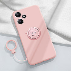 Coque Ultra Fine Silicone Souple Housse Etui avec Support Bague Anneau Aimante Magnetique S01 pour Xiaomi Poco M6 Pro 5G Rose