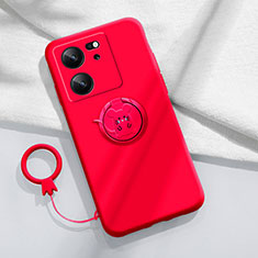 Coque Ultra Fine Silicone Souple Housse Etui avec Support Bague Anneau Aimante Magnetique S01 pour Xiaomi Redmi K60 Ultra 5G Rouge