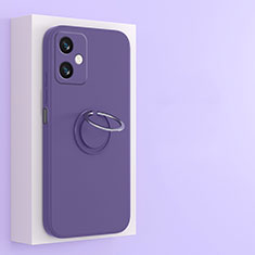 Coque Ultra Fine Silicone Souple Housse Etui avec Support Bague Anneau Aimante Magnetique S01 pour Xiaomi Redmi Note 12R Pro 5G Violet