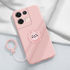 Coque Ultra Fine Silicone Souple Housse Etui avec Support Bague Anneau Aimante Magnetique S01 pour Xiaomi Redmi Note 13 5G Rose