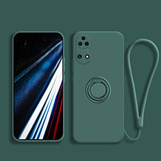 Coque Ultra Fine Silicone Souple Housse Etui avec Support Bague Anneau Aimante Magnetique S02 pour Huawei P50 Pro Vert Nuit