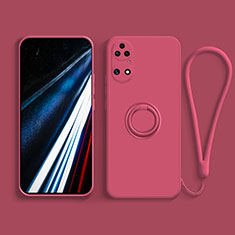 Coque Ultra Fine Silicone Souple Housse Etui avec Support Bague Anneau Aimante Magnetique S02 pour Huawei P50 Rouge