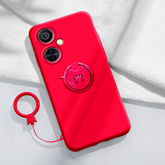 Coque Ultra Fine Silicone Souple Housse Etui avec Support Bague Anneau Aimante Magnetique S02 pour OnePlus Nord CE 3 5G Rouge